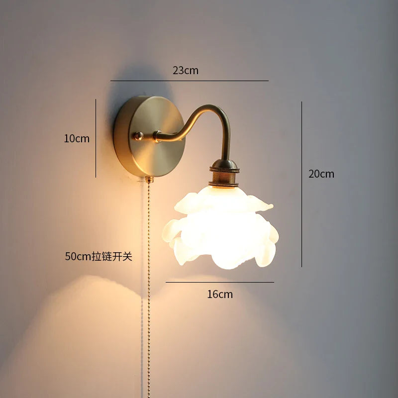 Axyaa Ceramic Modern Wall Lamp with Pull Switch and LED Light