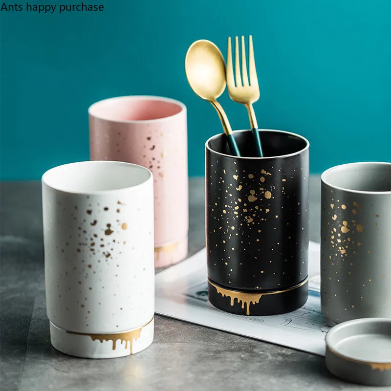 Axya Ceramic Chopstick Holder Organizer Box Storage Bottles