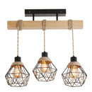 Axyaa Vintage Hemp Rope Wood Pendant Chandelier for Dining Room and Cafe