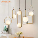 Nordic Glass Ball Pendant Lights Axya Vintage Hoop Gold LED Hanging Lamp