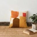 Axyaa Cotton Thread Embroidery Abstract Color Block Pillow Cover