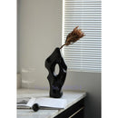 Axyaa Abstract Black and White Ceramic Vase with Hollow Out Hole for Home Decoration