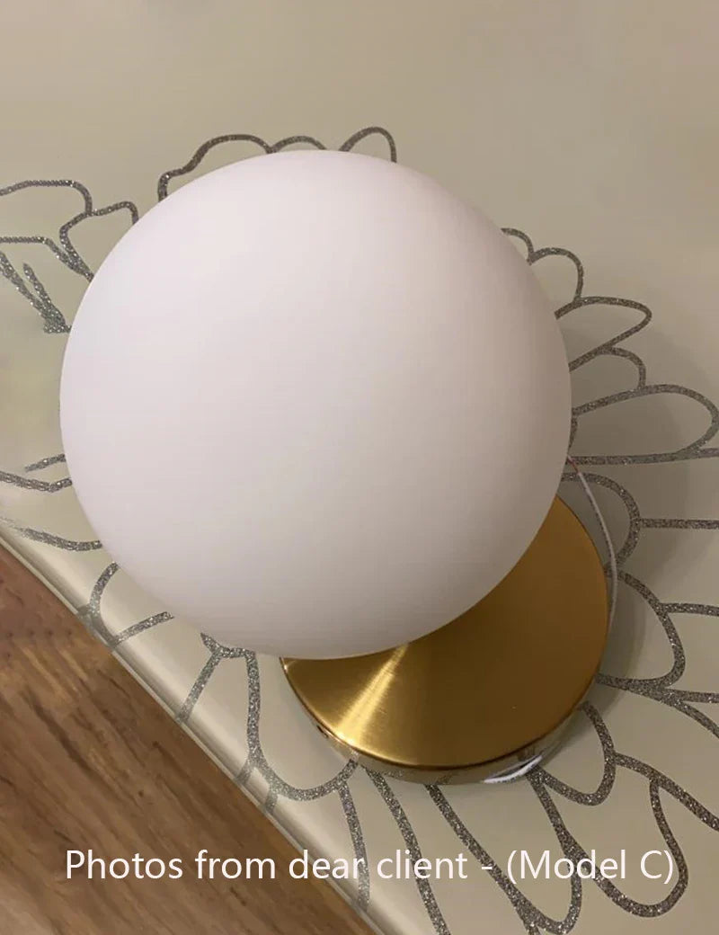 Axyaa Nordic Moon Iron Wall Lamp Glass Round LED Light Wood Applique