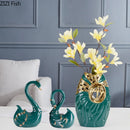 Axyaa Golden Bird Ceramic Vase: Chinese Retro Flower Vase for Modern Home Decor