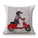 Axyaa Dachshund Dog Print Cotton Linen Pillow Covers 45X45cm