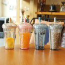 Axyaa Kawaii Bubble Tea Plastic Cup with Straw and Insulation
