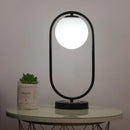 Axyaa Frosted Glass LED Table Light - Black & White Glass Decor Ball, Small Size