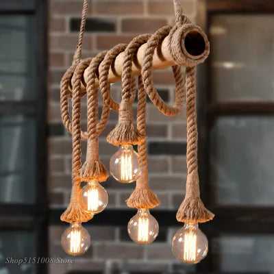 Bamboo Pendant Lights by Axyaa - Unique Loft Lighting for Kitchen and Bar Decor