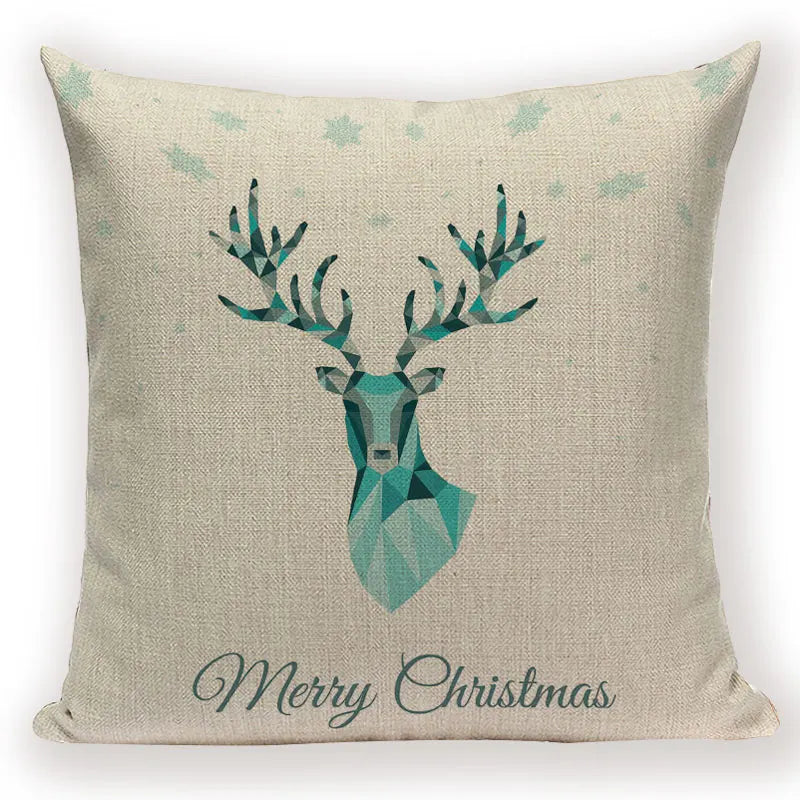 Christmas Cartoon Santa Claus Deer Pillows Covers Merry Christmas Gifts for The New Year by Axyaa