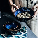 Axya Blue Ceramics Dinner Set for 1/2/4 People, Irregular Shape, Tableware Dishes Plate
