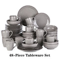 Axyaa Navia Grey Ceramic Dinnerware Set with Plates, Bowls, and Mugs