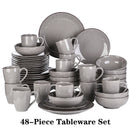 Axyaa Navia Grey Ceramic Dinnerware Set with Plates, Bowls, and Mugs