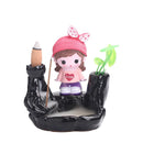 Axyaa Little Monk Ceramic Incense Burner with Mountain Water Flow Ornament