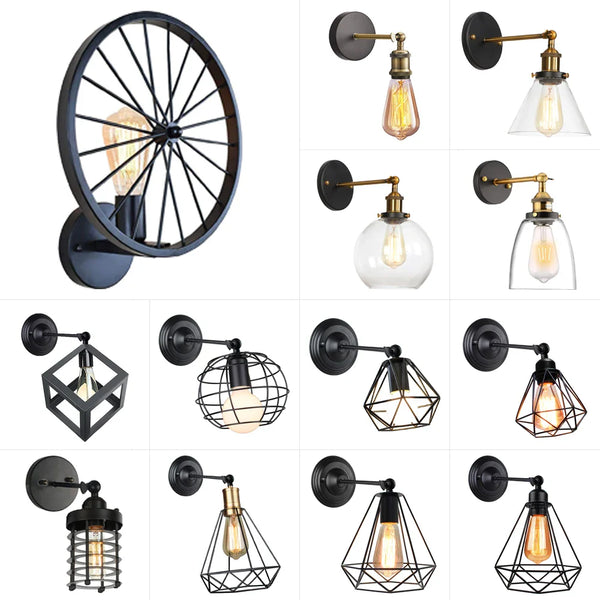 Axya Industrial Wall Sconce Retro Lampshade E27 Bedroom Bathroom Lighting