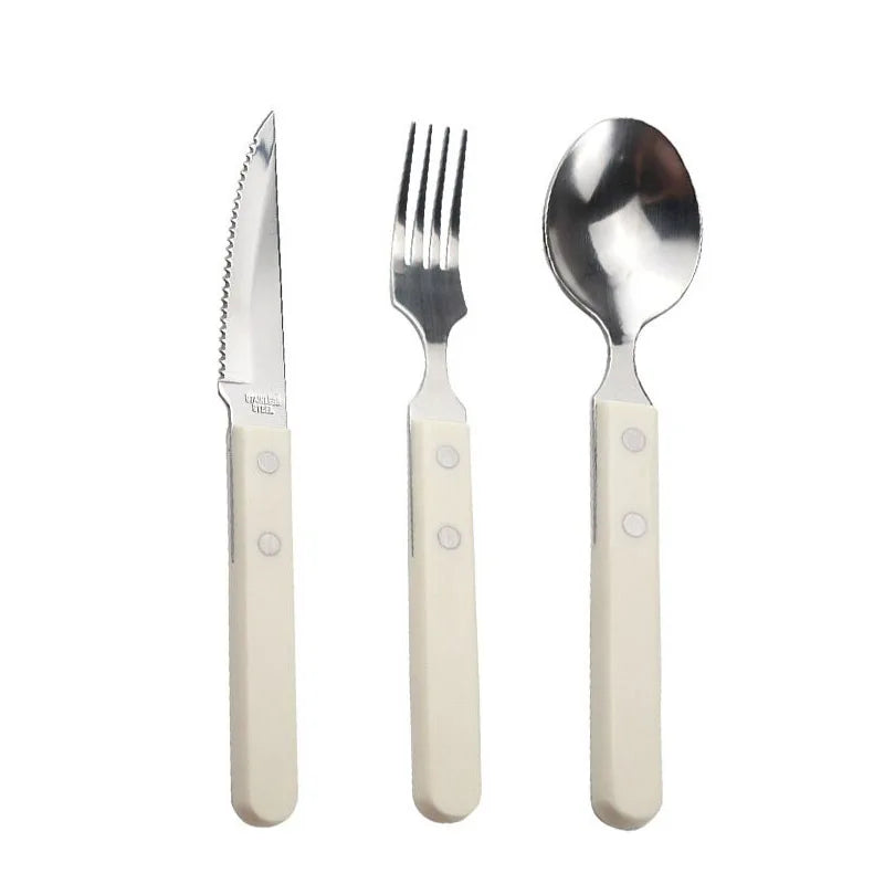 Axyaa Stainless Steel Ivory White Handle Cutlery Set for Home Dining