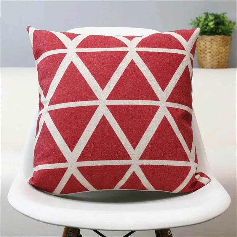 Axyaa Black & White Linen Sofa Cushions Cover - Nordic Bohemian Ethnic Grey Geometric Pillow Cover