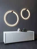 Axyaa Black Round LED Wall Light: Modern Nordic Living Room Decor.setOnAction Lamp