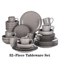 Axyaa Navia Grey Stoneware Dinnerware Set: Dinner, Dessert Plate, Bowl, Mug Tableware