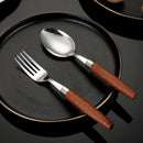 Axyaa Stainless Steel Cutlery Set with Wooden Handle - Kitchen Dinnerware Utensils