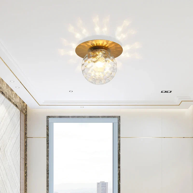 Axyaa Nordic Glass Ball Ceiling Lamp for Bedroom and Balcony, Indoor E27 Lighting