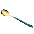 Axyaa Stainless Steel Golden Teaspoons with Long Handle - Kitchen Tableware