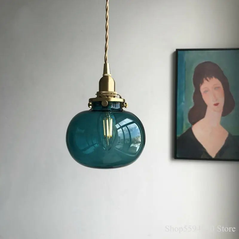 Axyaa Retro Brass Glass Pendant Chandelier Lighting E27