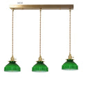 Axyaa Green Glass LED Pendant Light with Wood Hangle & Copper Socket