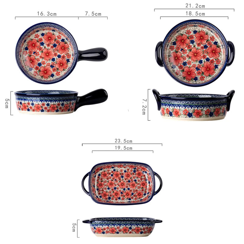 Axyaa Hand-Painted Polish Baking Dish - Artistic Addition to Your Kitchen