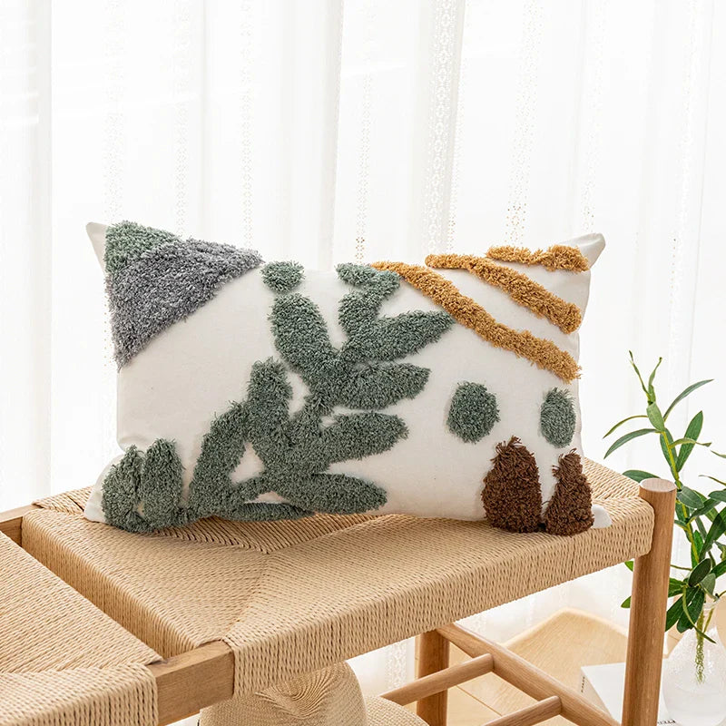 Axyaa Tufted Plant Pillow Cover for Stylish Home Decor 45x45cm/30x50cm