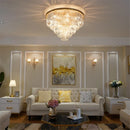 Axyaa Modern Crystal Ceiling Light: Gold Black Large Flush Mount for Home & Hotel