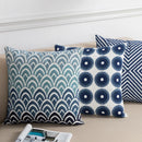 Axyaa Blue Floral Geometric Embroidery Pillow Cover 45x45cm for Cozy Living Room