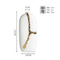 Axyaa White Ceramic Vase with Golden Branches - Modern Home Decor & Wedding Flower Arrangement