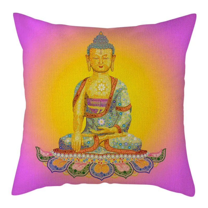 Buddha Pattern Throw Pillow Cover by Axyaa for Home, Car, Sofa Décor
