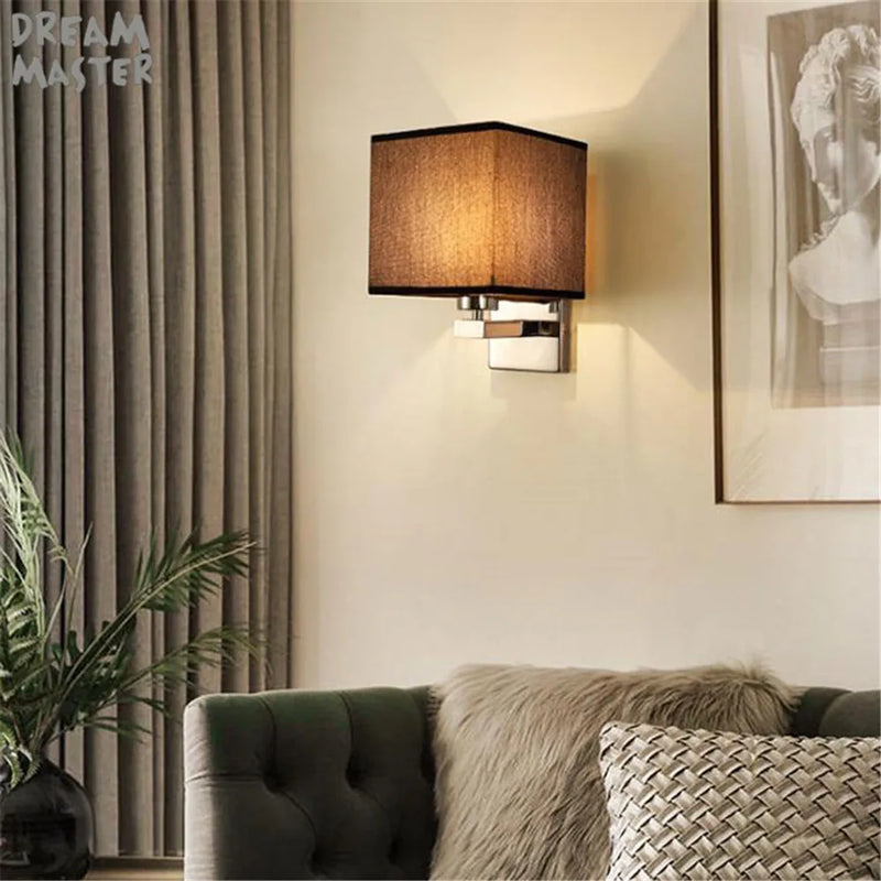Axyaa Vintage Black White Flax Wall Sconces with Linen Shade