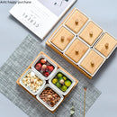 Axya Ceramic Snacks Plate Set with Wood Cover and Glass Cover