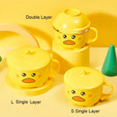 Axyaa Double-layer Cute Duck Ramen Bowl With Lid Stainless Steel Tableware