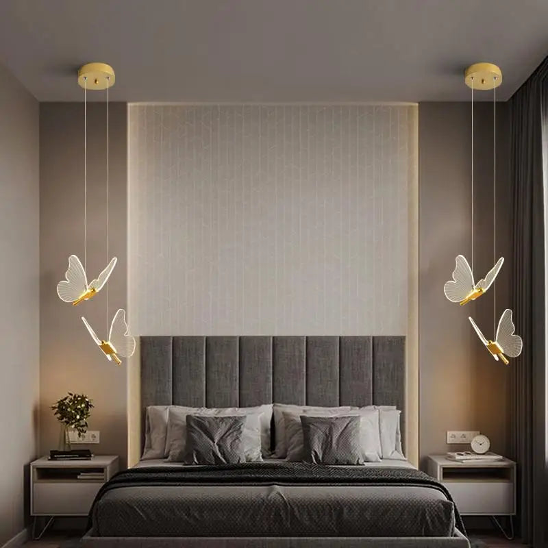 Nordic Butterfly LED Hanging Lamp by Axya: Modern Bedroom & Living Room Decor