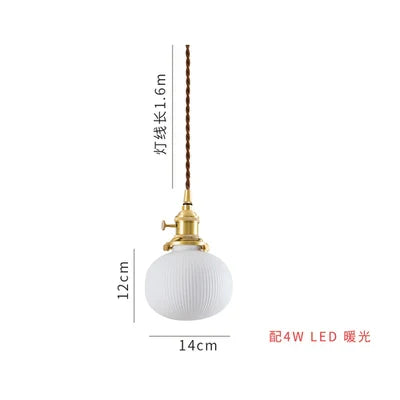 Axyaa White Ceramic Brass Pendant Lights - Nordic Japanese Style Hanging Lamp