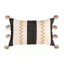 Axyaa Boho Style Gold Embroidered Cotton Pillow Cover, Black Ivory 45x45/30x50cm