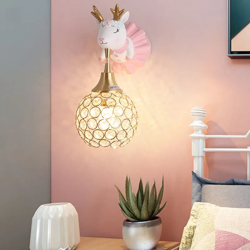 Axyaa Elephant Deer Child Room Wall Lamp for Kids Bedroom - Resin Animal Design