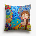 Axyaa Watercolor Turkish Evil Eye Cushion Cover Arabian Girl Portrait Pillow Case