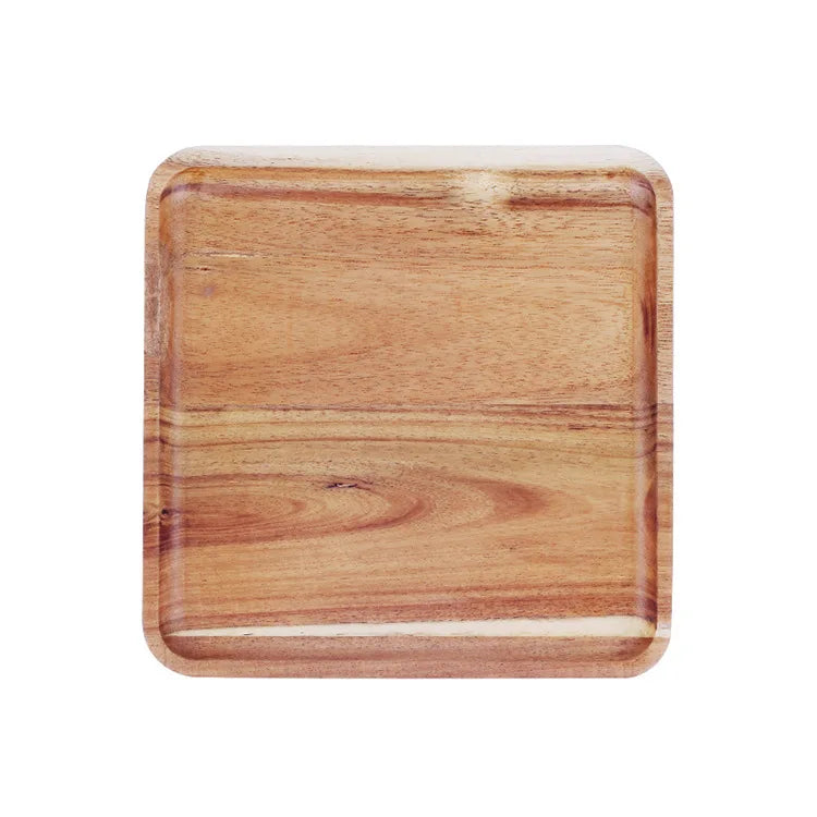 Axya Acacia Wood Breakfast Tray - Elegant Rectangular Wooden Plate for Coffee, Bread, Fruit & Cutlery