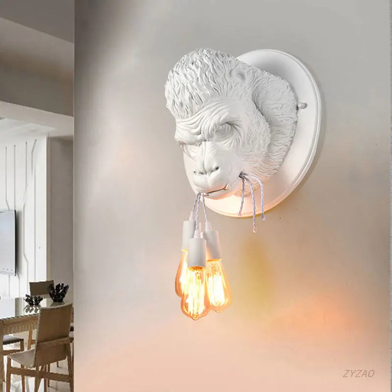 Axyaa Gorilla Resin Wall Sconce Nordic Retro Wall Lamp Decor Fixtures