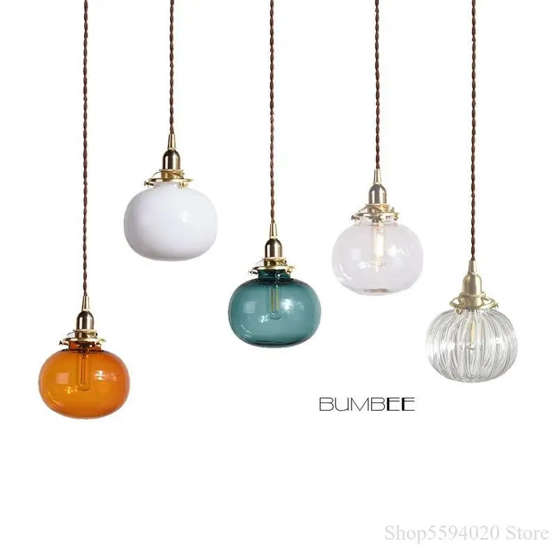 Axyaa Retro Brass Glass Pendant Chandelier Lighting E27