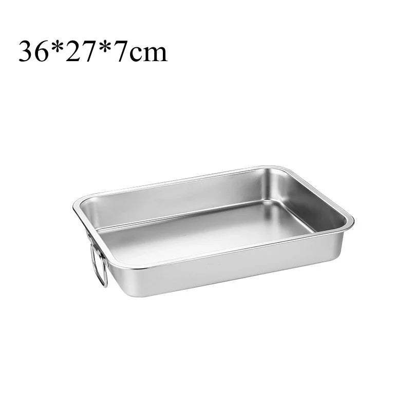 Axyaa Stainless Steel Food Storage Tray with Handles for Baking and Serving