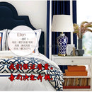 Axyaa Blue Ceramic Desk Lamp: Hand-painted Retro Bedside Light Home Decor