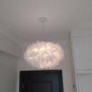 Axyaa Modern White Feather Pendant Light for Bedroom and Study Room