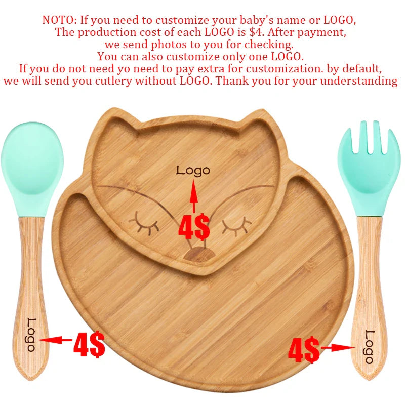 Axya Fox Bamboo Baby Feeding Bowl Set