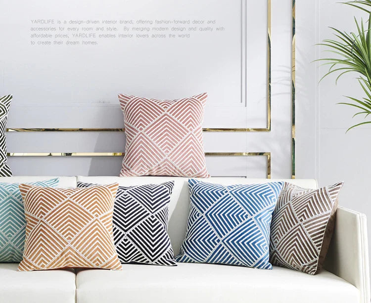 Axyaa Velvet Cushion Cover 45x45cm Nordic Style Embroidered Home Decor Pillow