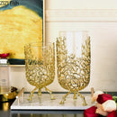Axyaa Glass Vase with Golden Metal Branches Stand for Hydroponic Flower Arrangement